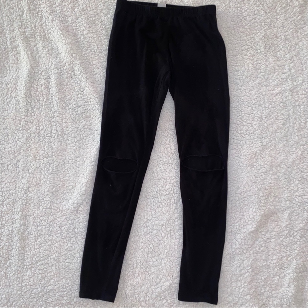 Fashion Nova Ripped Knee Black Leggings